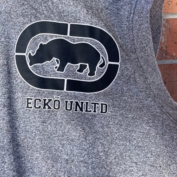 Ecko Unlimited Men's Sleeveless Hoodie Top Grey with Black Branding Size Medium - Picture 3 of 5